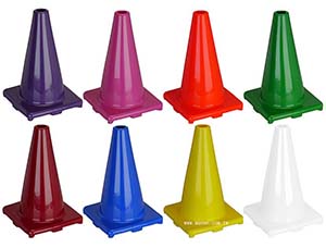 Colored traffic cones